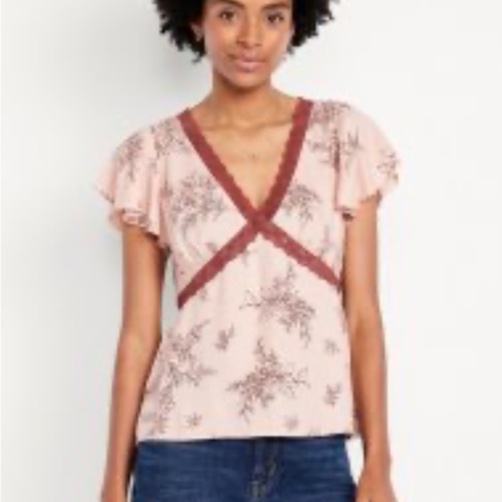 Old Navy Lace Trim Ruffle Top